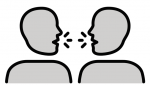 Emoticon: Zwei sprechende Gesichter sind einander zugewandt