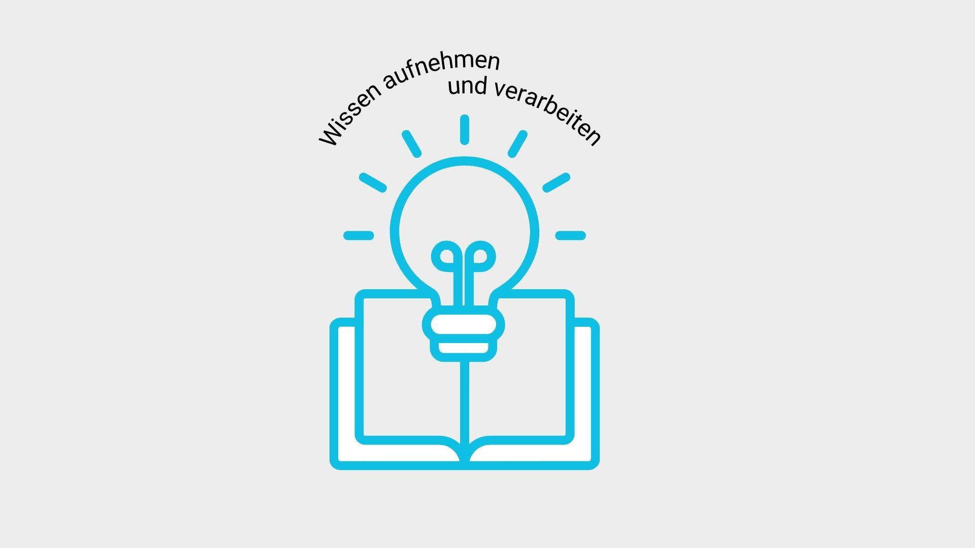 Das Bild zeigt ein offenes Buch aus dem die Wörter "Wissen verarbeiten" und "Wissen aufnehmen" herausfliegen.